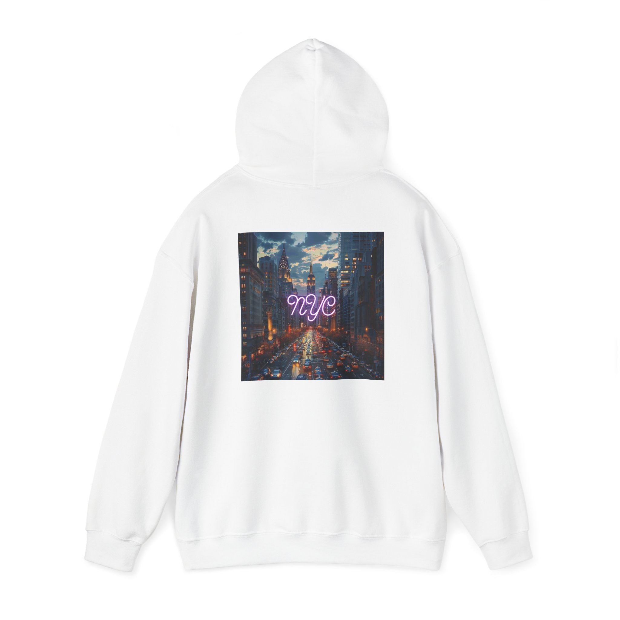 NYC Neon Lights Unisex Heavy Blend™ Hooded Sweatshirt - Cozy Urban Style
