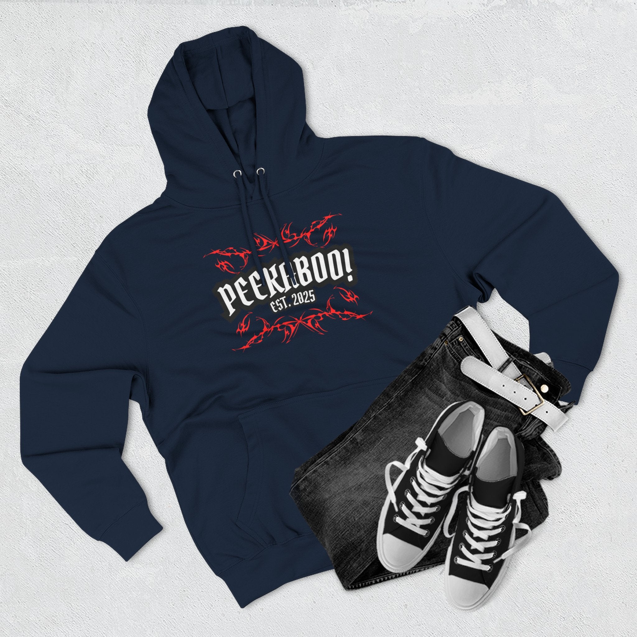 Peekaboo! Three-Panel Fleece Hoodie - Cozy, Fun, Unisex Gift for Any Occasion, Perfect for Casual Outfits, Festival Wear, and Layering