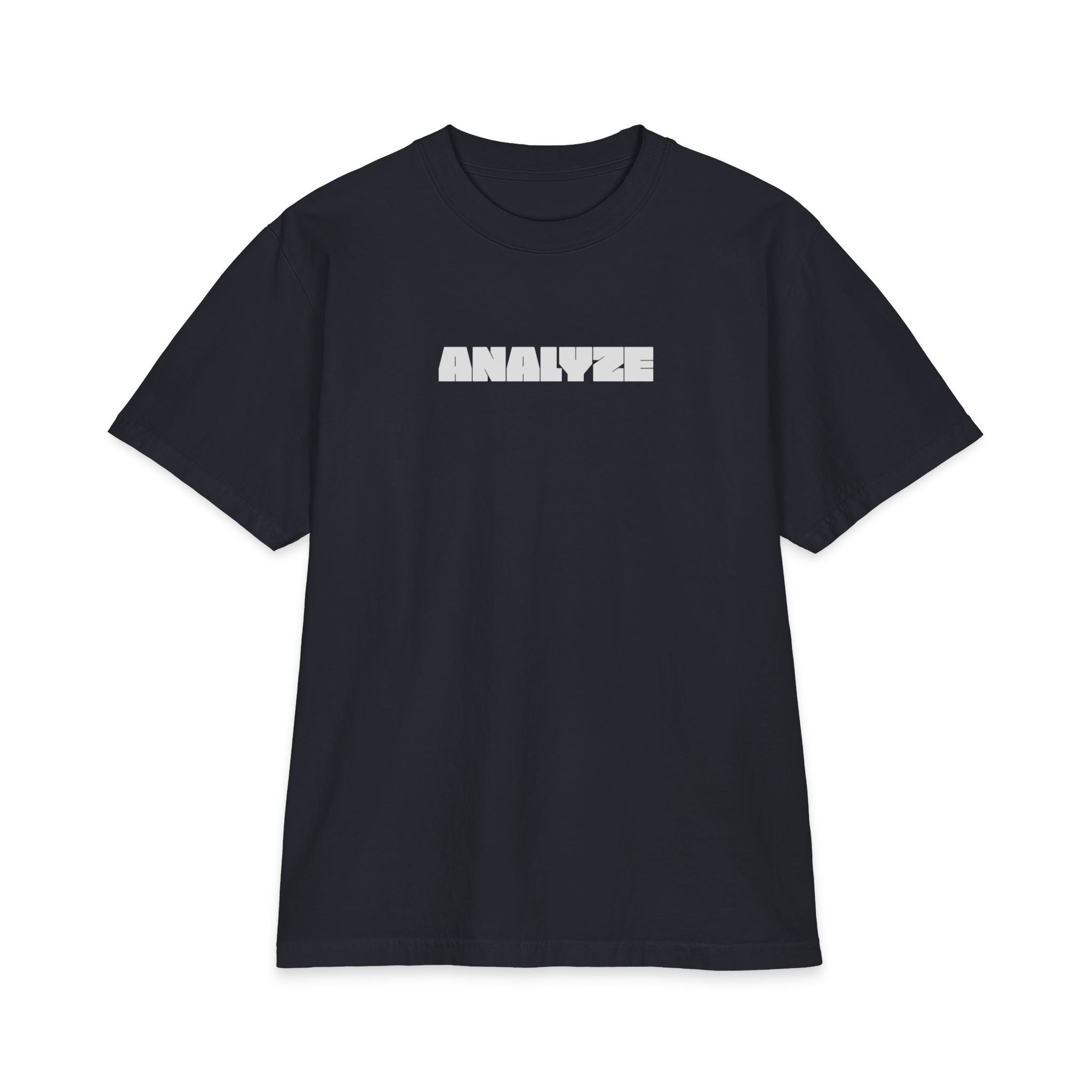 Analyze Graphic T‑Shirt — Minimalist White Short Sleeve