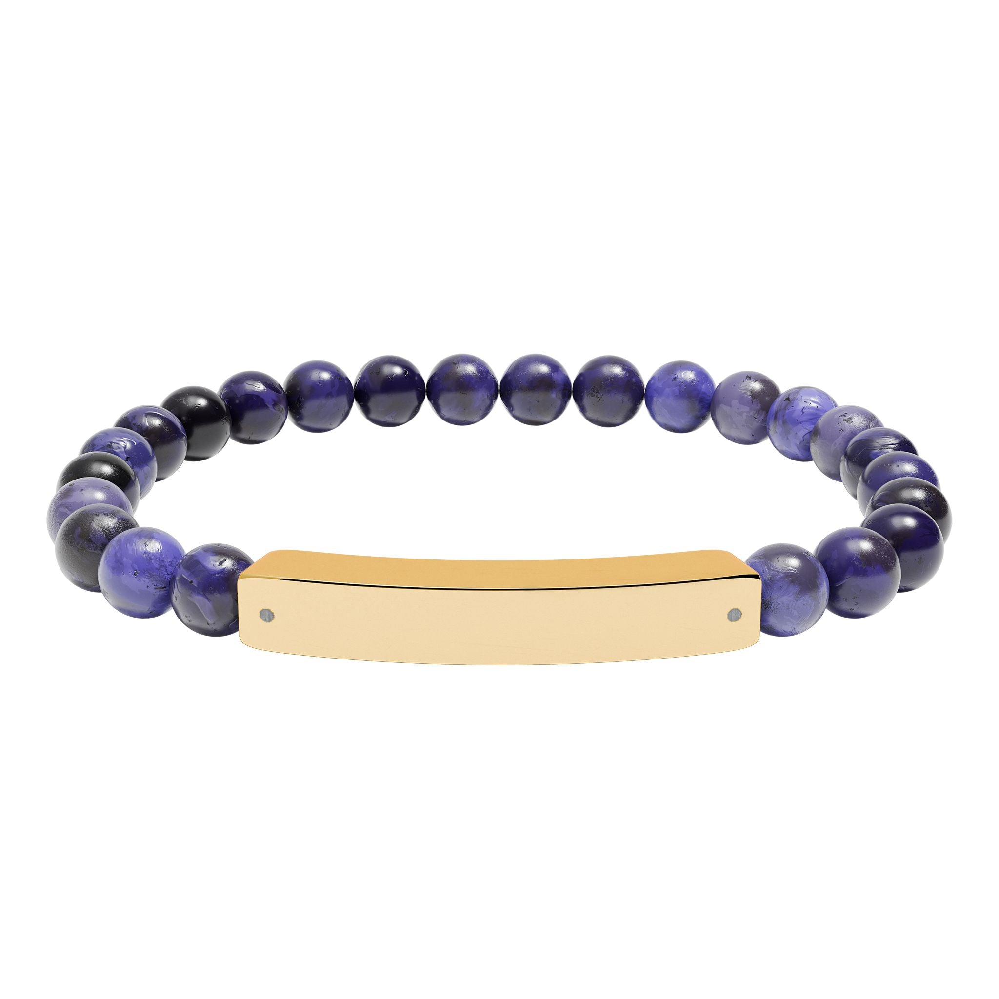 Flow Engravable Natural Stone Bead Stretch Bracelet – Personalized Bar Bracelet