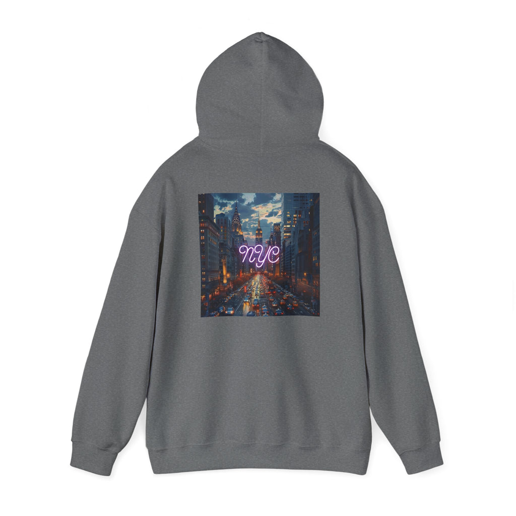NYC Neon Lights Unisex Heavy Blend™ Hooded Sweatshirt - Cozy Urban Style