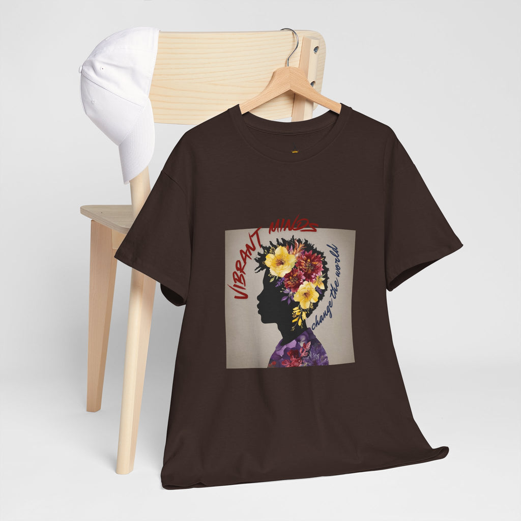 Vibrant Minds Unisex Heavy Cotton Tee – Embrace Creativity with Floral Design