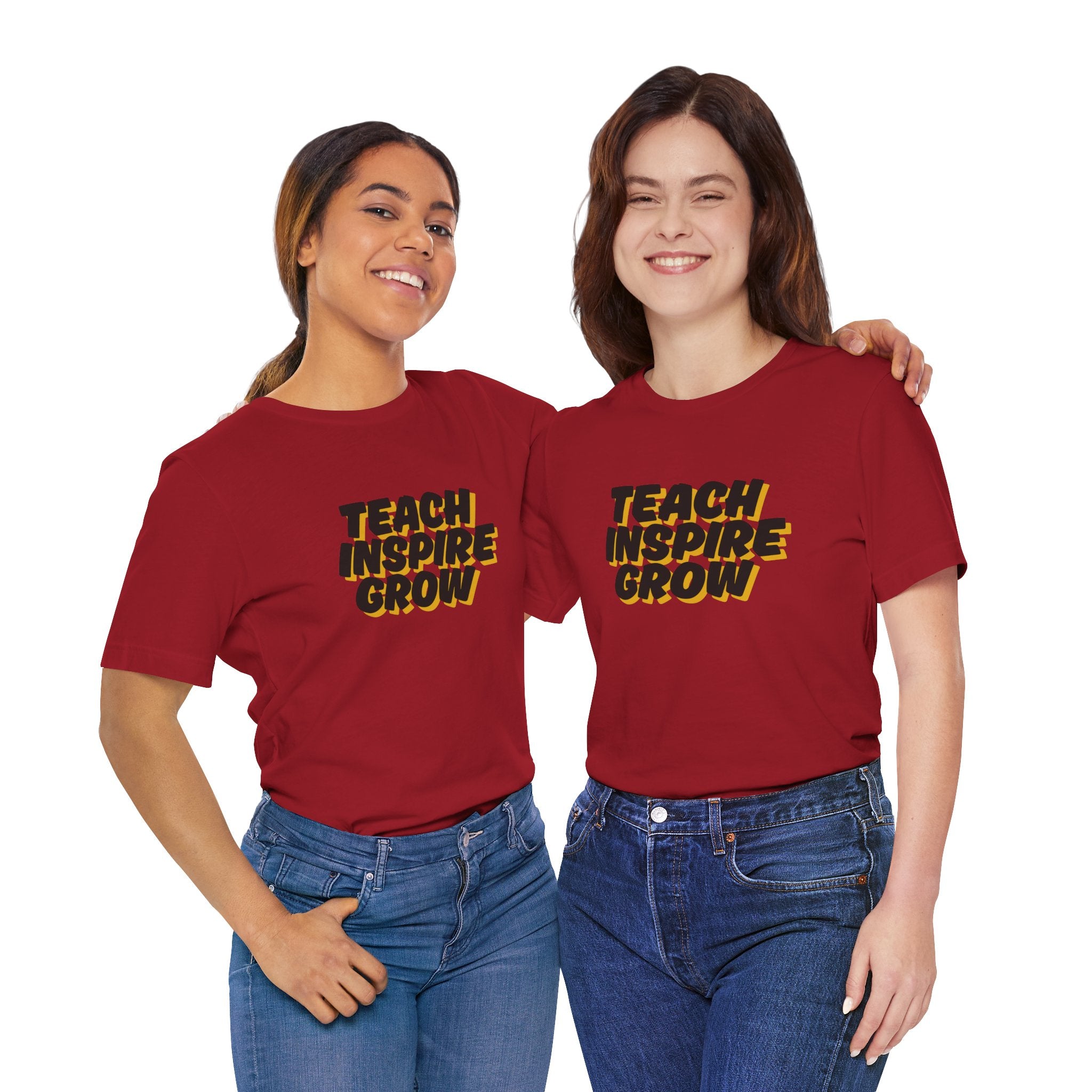 Inspiring Teacher Tee - Teach Inspire Grow Unisex Jersey Short Sleeve Shirt