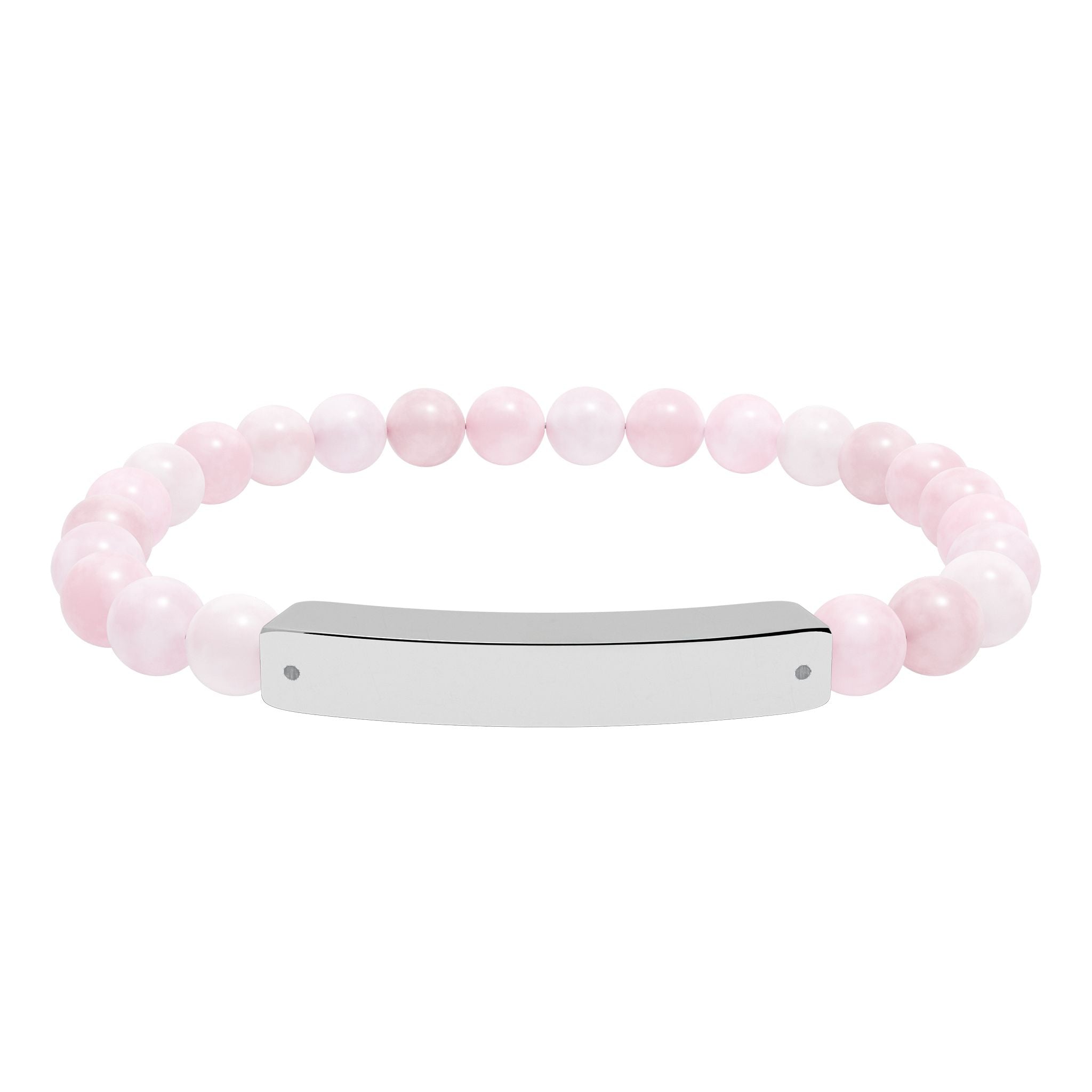 Flow Engravable Natural Stone Bead Stretch Bracelet – Personalized Bar Bracelet