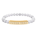 Personalized Natural Stone Bar Bracelet — Custom Engraved Stretch Bracelet