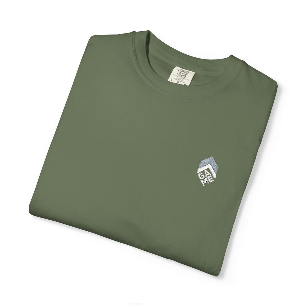 Golden Sunrise Tee — Small Floral Heart Chest Graphic
