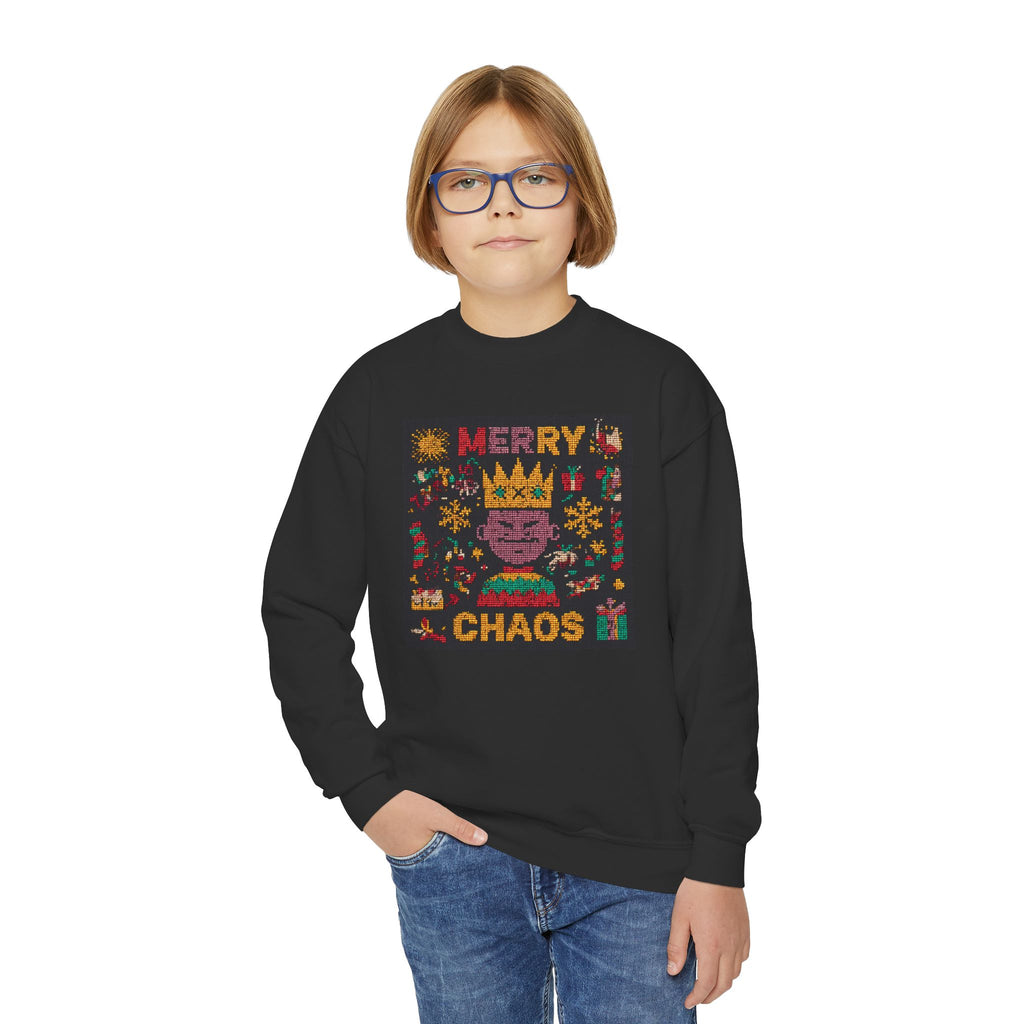 Youth Sweatshirt — "Merry Chaos" Holiday Crewneck