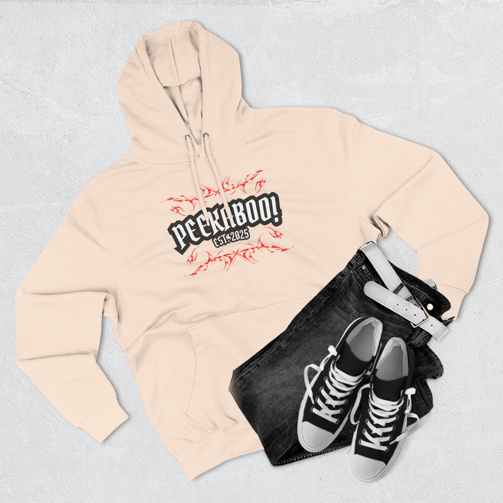 Peekaboo! Three-Panel Fleece Hoodie - Cozy, Fun, Unisex Gift for Any Occasion, Perfect for Casual Outfits, Festival Wear, and Layering