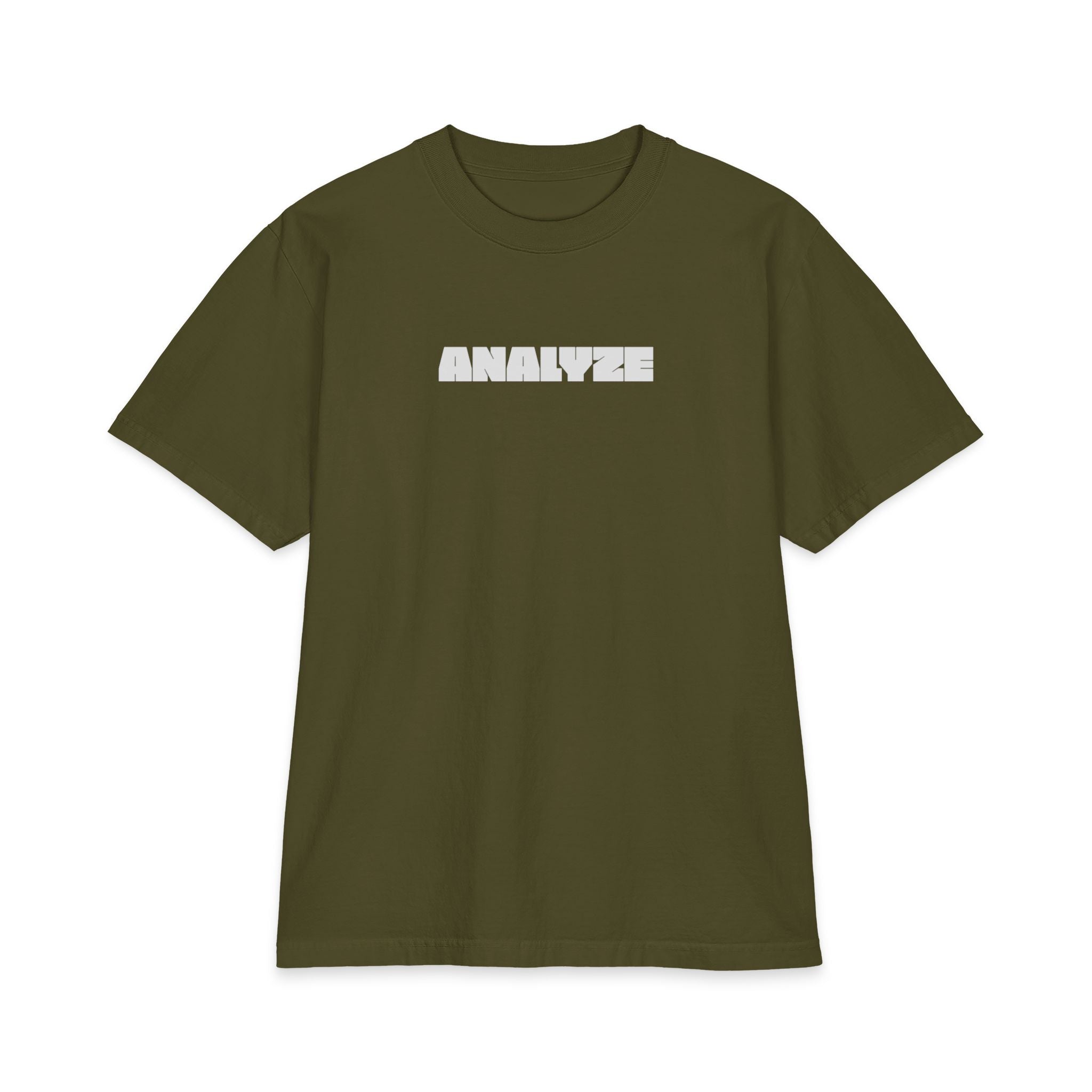 Analyze Graphic T‑Shirt — Minimalist White Short Sleeve