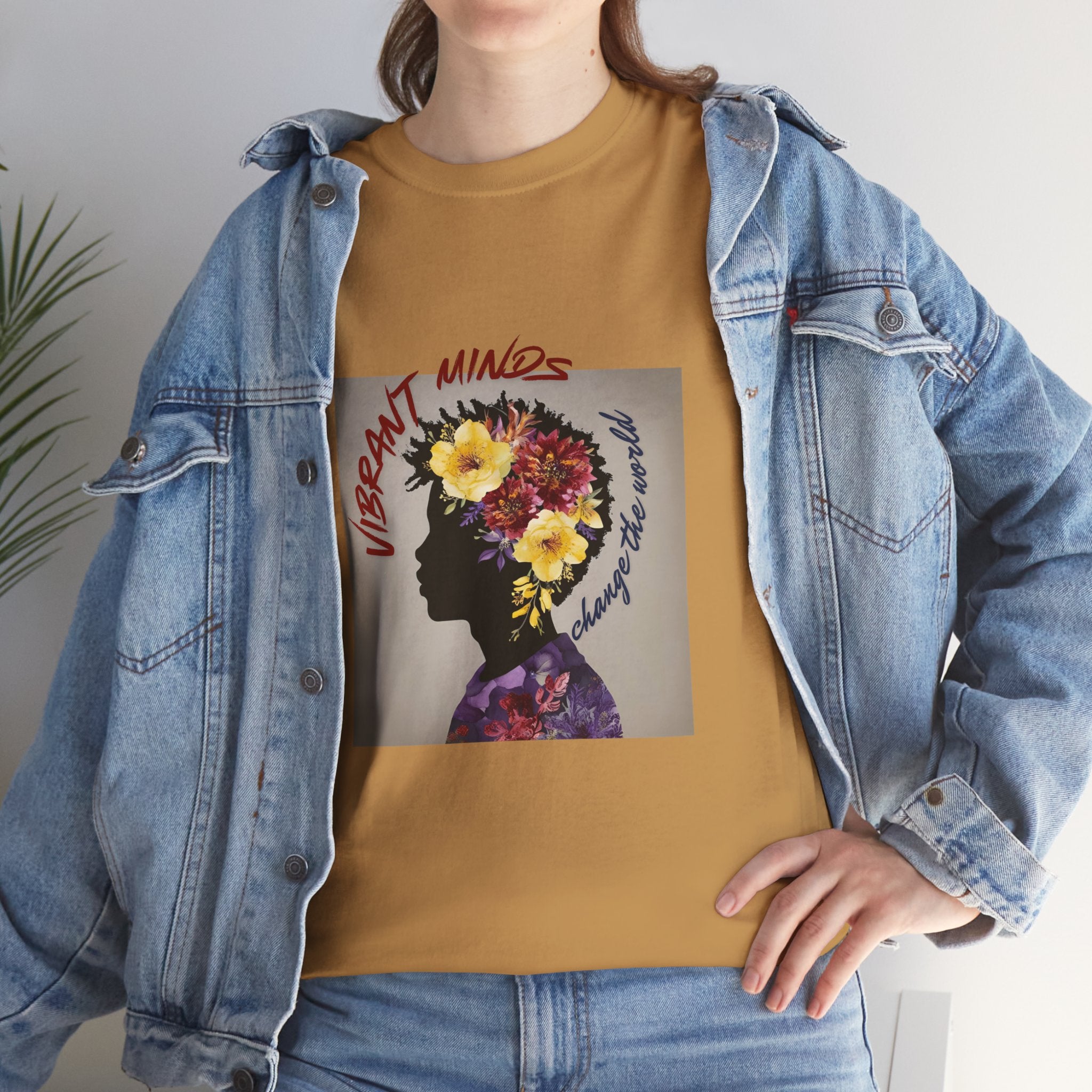 Vibrant Minds Unisex Heavy Cotton Tee – Embrace Creativity with Floral Design