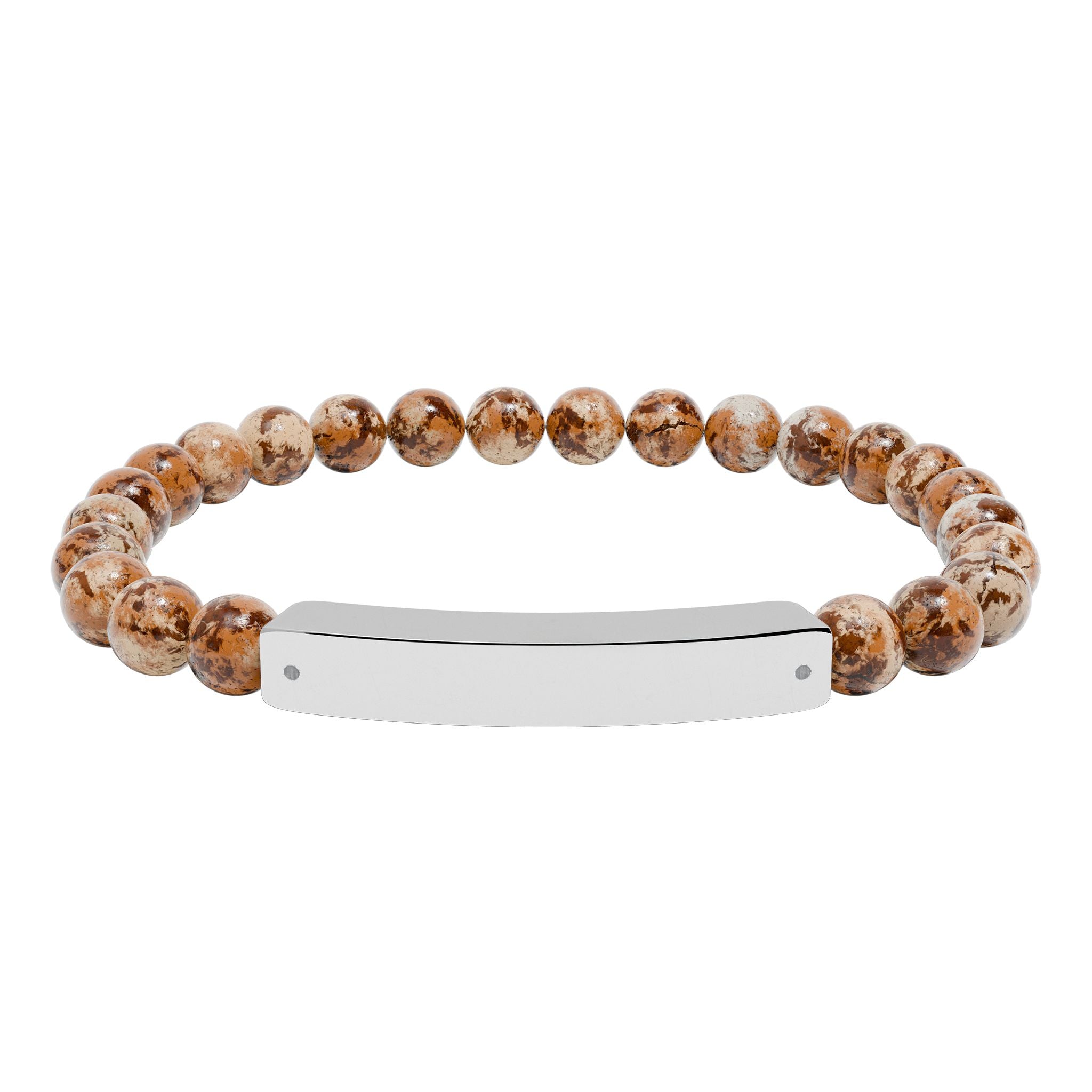 Flow Engravable Natural Stone Bead Stretch Bracelet – Personalized Bar Bracelet