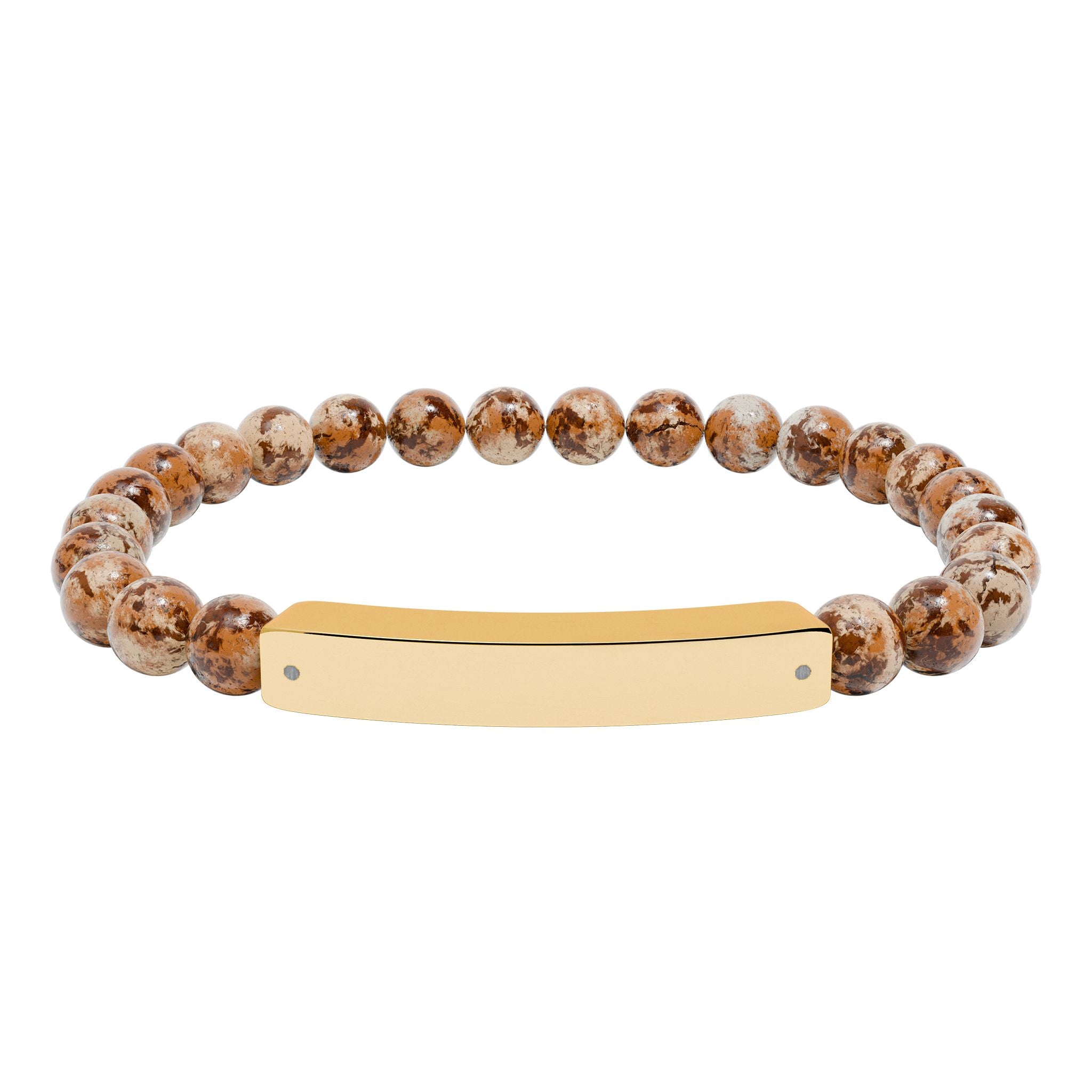 Flow Engravable Natural Stone Bead Stretch Bracelet – Personalized Bar Bracelet