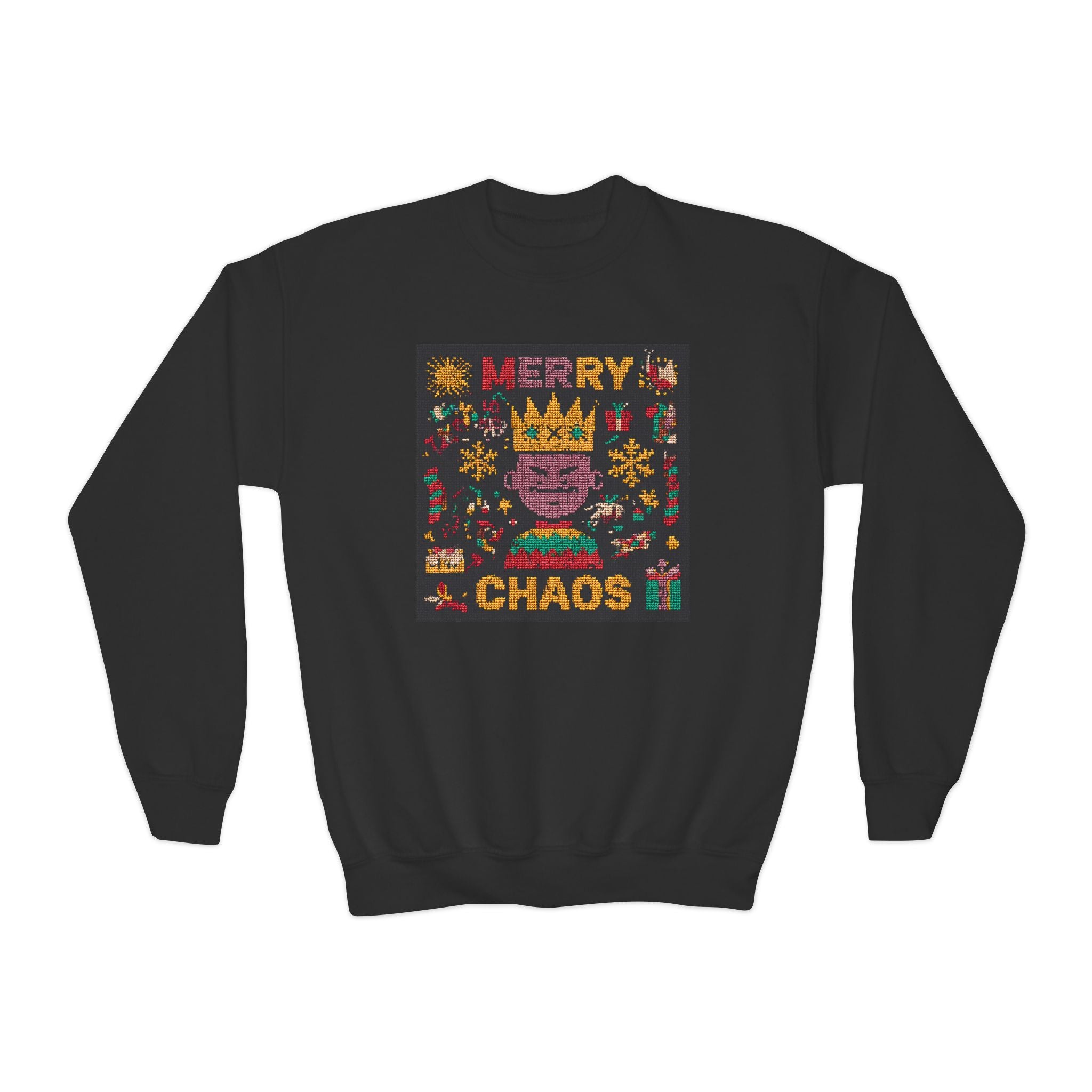 Youth Sweatshirt — "Merry Chaos" Holiday Crewneck