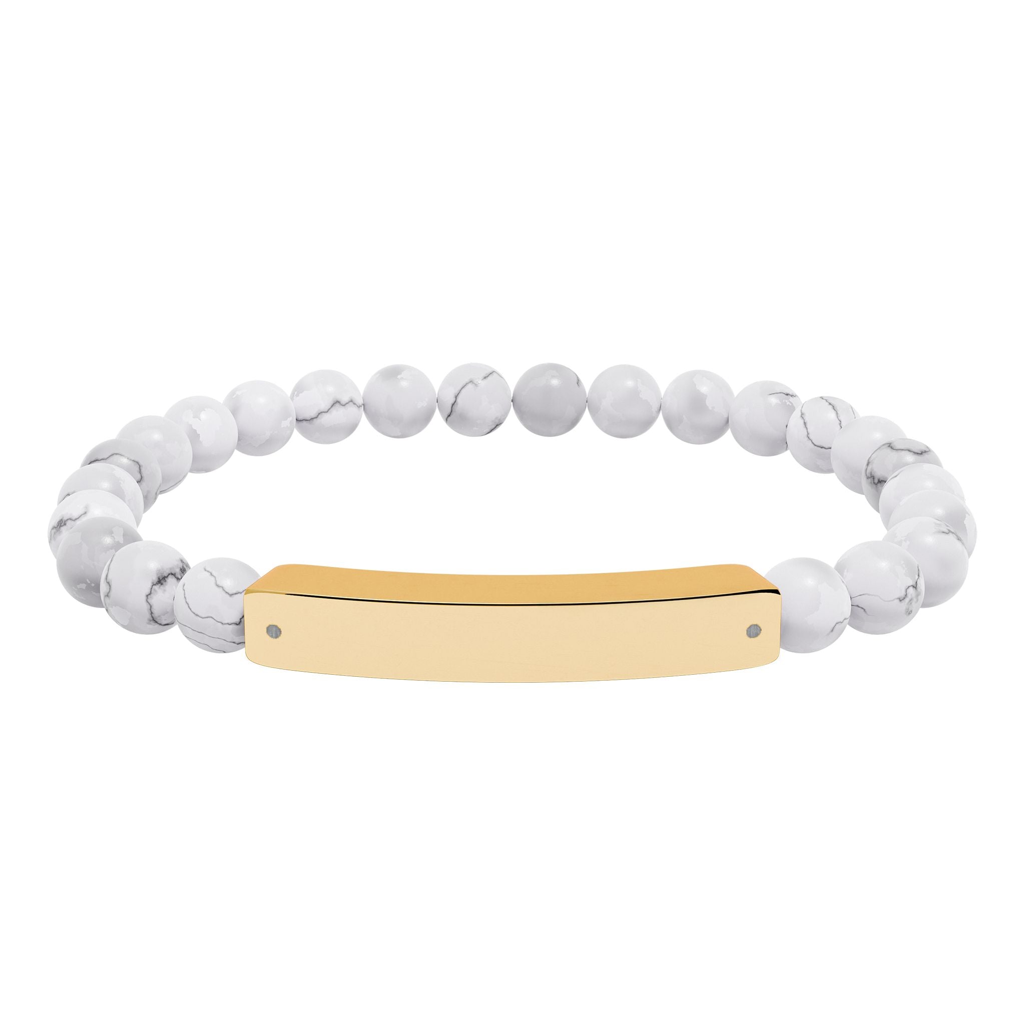 Flow Engravable Natural Stone Bead Stretch Bracelet – Personalized Bar Bracelet