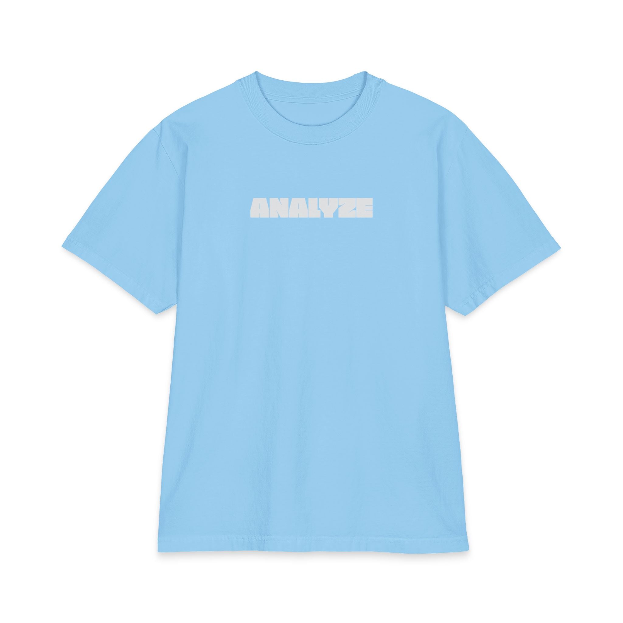Analyze Graphic T‑Shirt — Minimalist White Short Sleeve