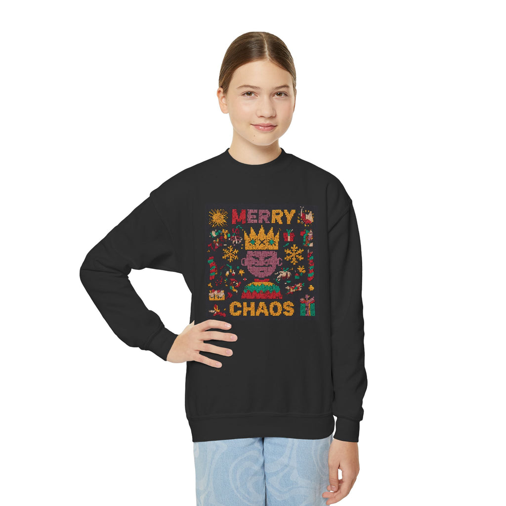Youth Sweatshirt — "Merry Chaos" Holiday Crewneck