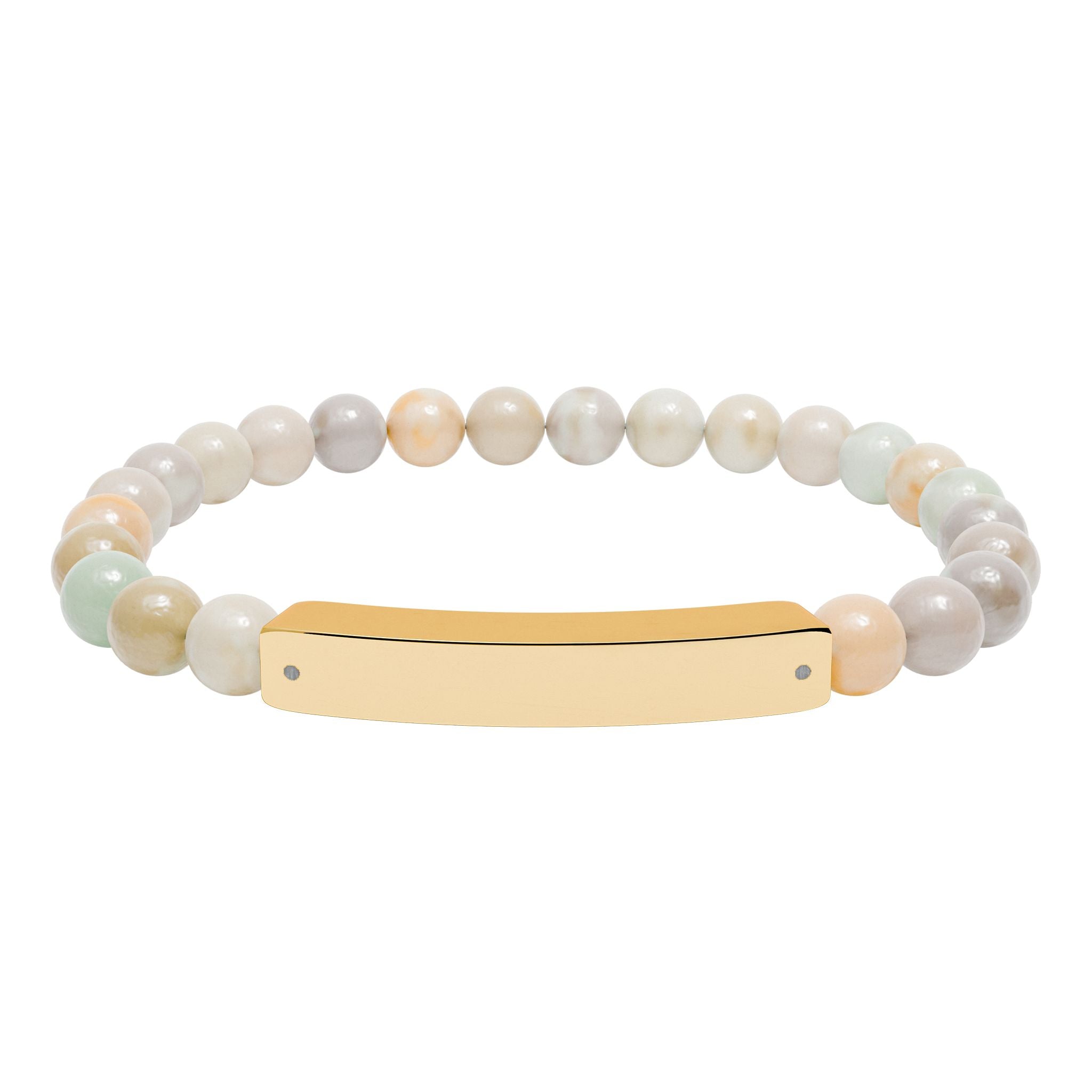Flow Engravable Natural Stone Bead Stretch Bracelet – Personalized Bar Bracelet