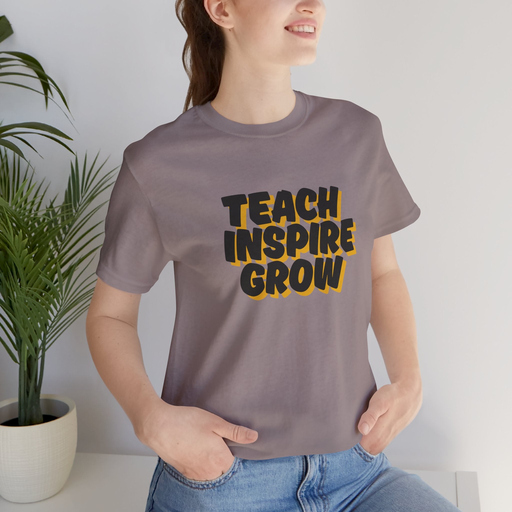 Inspiring Teacher Tee - Teach Inspire Grow Unisex Jersey Short Sleeve Shirt
