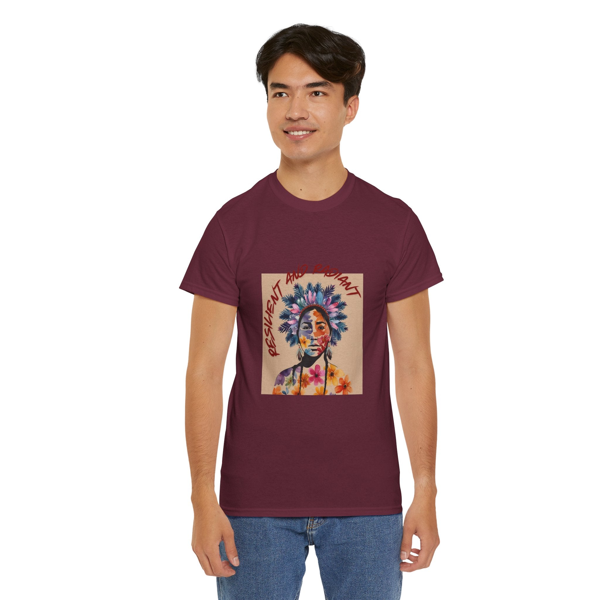 Empowered Floral Unisex Heavy Cotton Tee - Fresh & Radiant Design