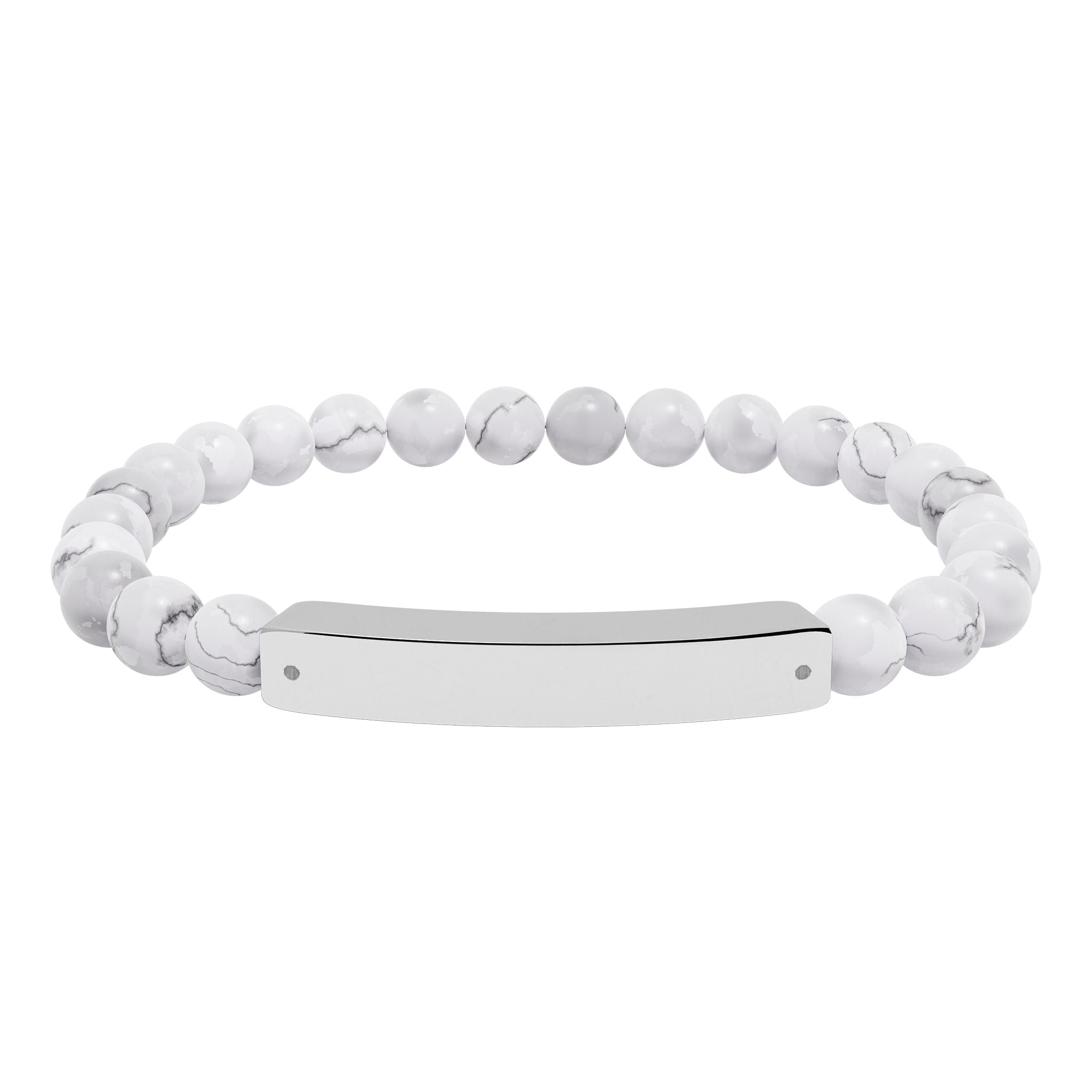 Flow Engravable Natural Stone Bead Stretch Bracelet – Personalized Bar Bracelet