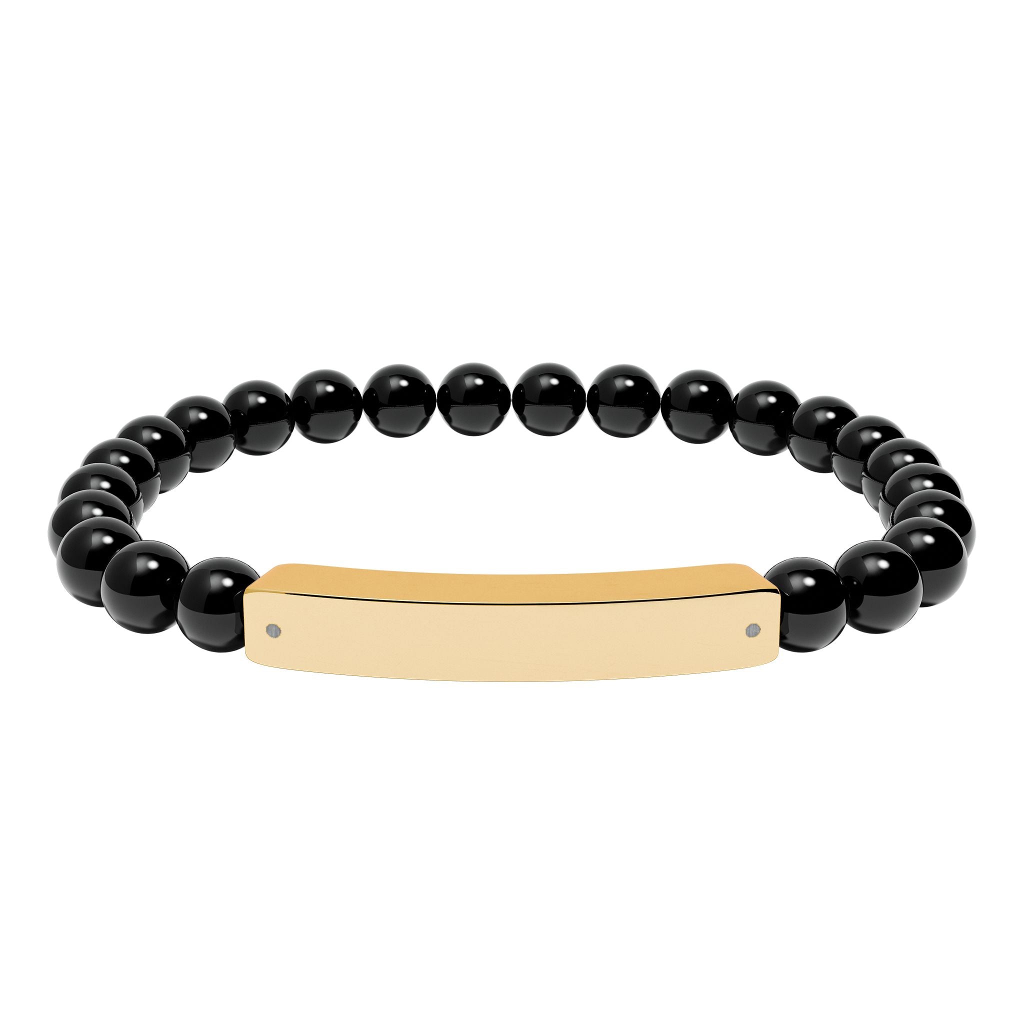 Flow Engravable Natural Stone Bead Stretch Bracelet – Personalized Bar Bracelet