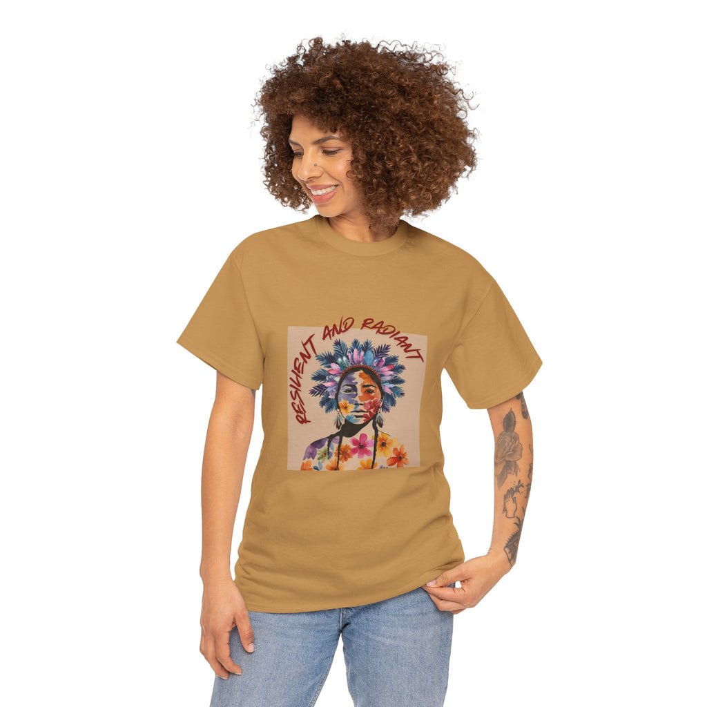 Empowered Floral Unisex Heavy Cotton Tee - Fresh & Radiant Design