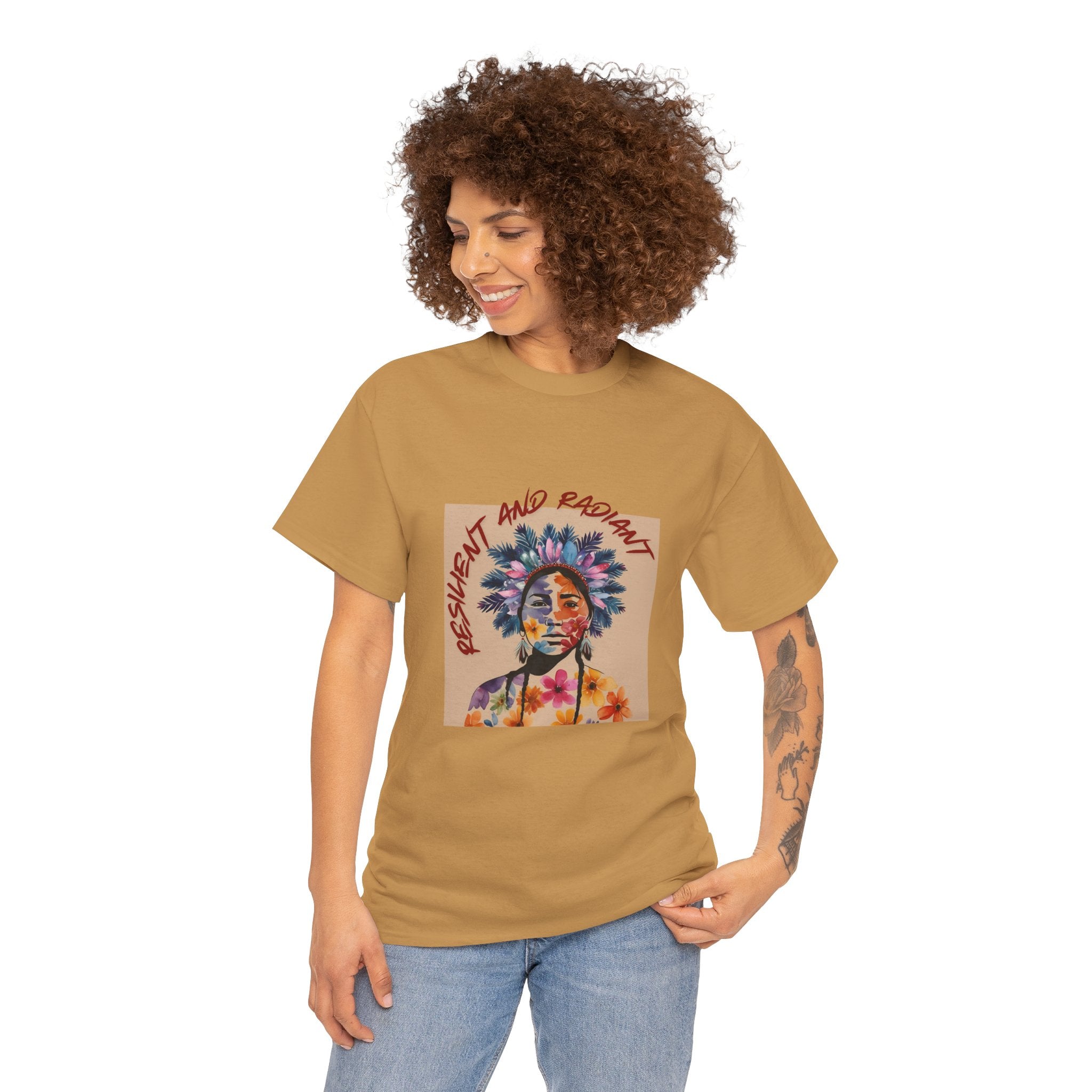 Empowered Floral Unisex Heavy Cotton Tee - Fresh & Radiant Design